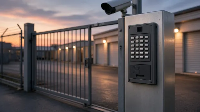 Secure gate access keypad at a storage facility